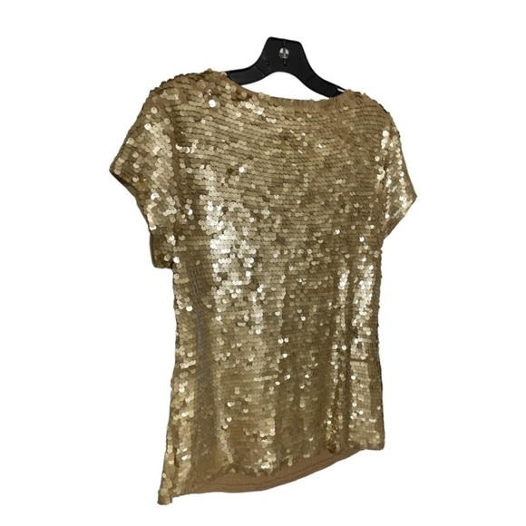 Gold Sequin Cap Sleeve Top w Stretch - Picture 9 of 9